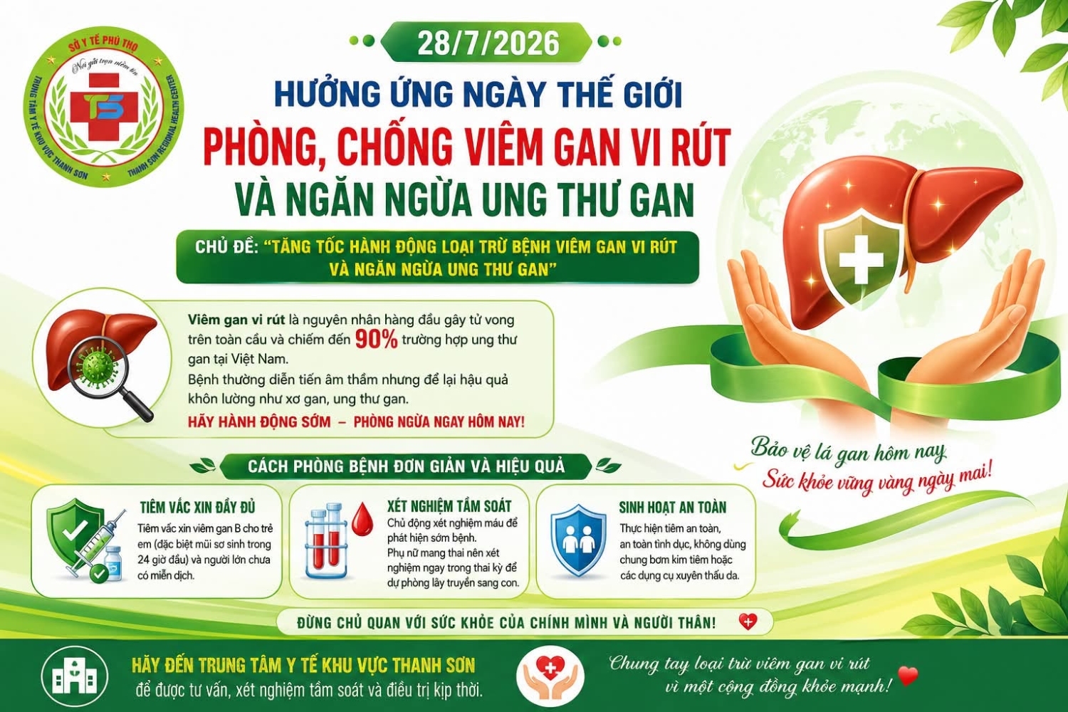 CHỦ ĐỘNG PHÒNG VIÊM GAN VI RÚT HÔM NAY – BẢO VỆ LÁ GAN KHỎE MẠNH, NGĂN NGỪA UNG THƯ GAN MAI SAU
